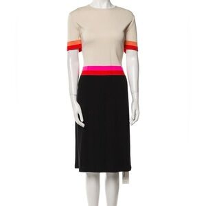 St. John Black and Pink Midi A-Line dress